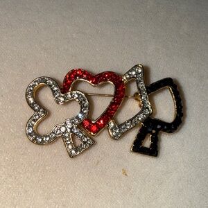 Elegant Multi-Color Card Suit Brooch